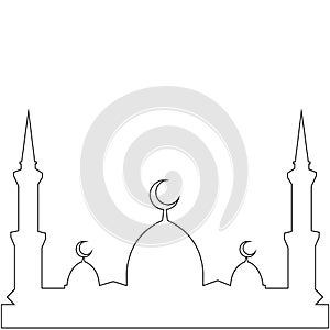 mosque background with domes and minarets black and white with lines