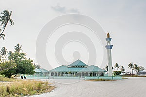 Mosque building located in the village at the tropical island Maamigili