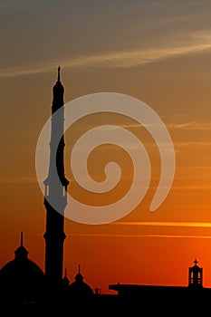 mosque and church in cairo in egypt in africa