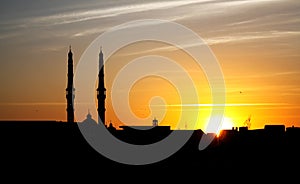 Mosque with church represent peace in cairo in egypt in africa