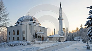 Peaceful Coexistence of Mosque and Church Side by Side in a Harmonious Setting Generative AI