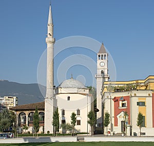 Mosque And Clock Tower In Tirana