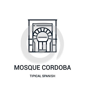 mosque cordoba icon vector from tipical spanish collection. Thin line mosque cordoba outline icon vector illustration. Linear