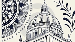 Mosque Dome Geometric Pattern Art, vector design Generative AI