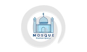 Mosque dome line blue modern simple logo vector icon illustration design