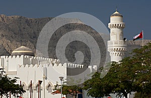 Mosque with dome and minaret