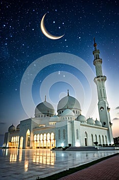 Mosque and eclipse moon, Ramadan