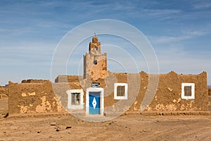 The mosque on the edge of Sahara desert in Morocco.