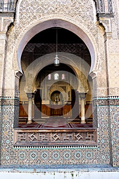 mosque in fes morocco, photo as background