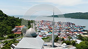 Mosque and fishing village. Sandakan, Sabah, Malaysia.