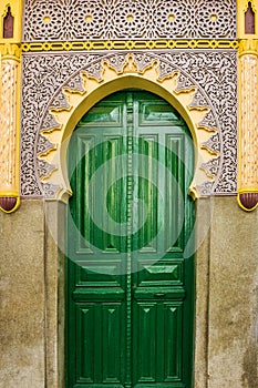 Mosque green door, Tanger, Morocco.