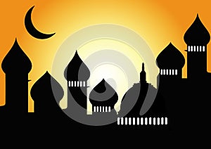 Mosque with half moon