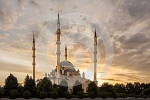 Mosque `Heart of Chechnya` at dawn