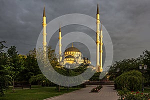 Mosque `Heart of Chechnya`at dawn