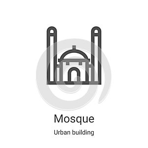 mosque icon vector from urban building collection. Thin line mosque outline icon vector illustration. Linear symbol for use on web