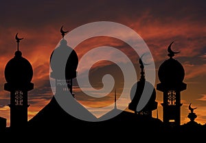 Mosque illustration against the background of a decline