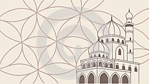 Mosque Illustration with Islamic Geometric Pattern, vector design Generative AI
