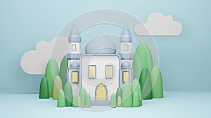 Mosque Islamic display 3d illustration 3D rendering