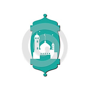 mosque lantern logo illustration frame design vector design photo