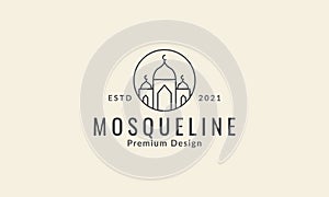 mosque line circle simple muslim logo symbol icon vector graphic design illustration