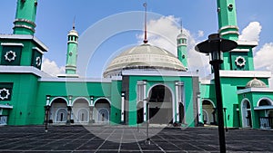 Mosque from litle city in the kalimantan, indonesia, Green colour and beuty