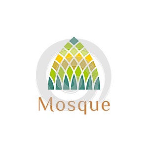 Mosque logo design vector template illustration. Islamic architecture, moslem community, pray room, Ramadan kareem symbol icon