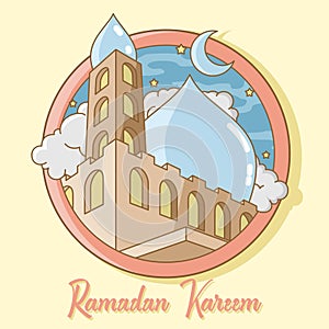 mosque logo vector illustration welcoming ramadan