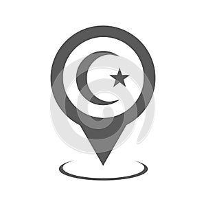 Mosque map pointer icon vector simple