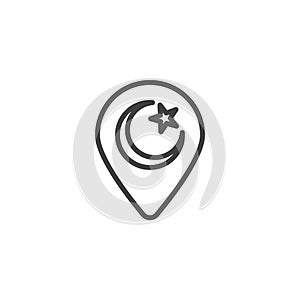 Mosque map pointer line icon
