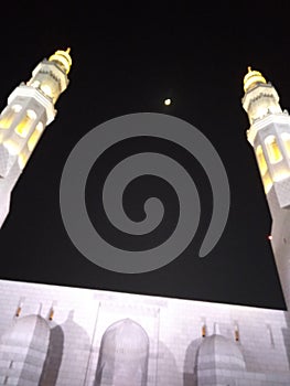 Mosque Minar with moon
