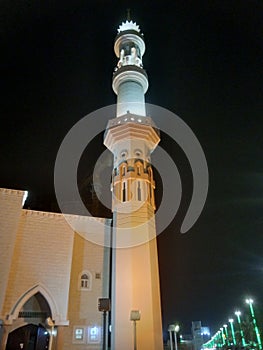 The mosque minar view in the night
