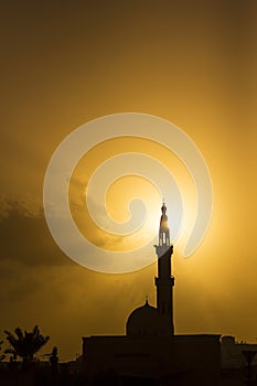 Mosque minaret arabian sunlight silhouette