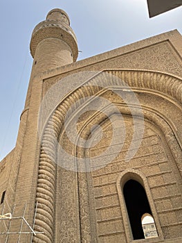 The mosque and minaret of the mosque is an old building in the days of the Abbasid state in the center of Baghdad photo