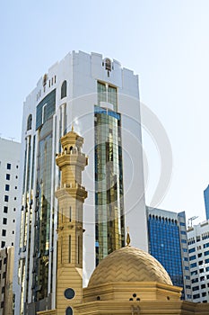 Mosque and modern buildings Abu Dhabi