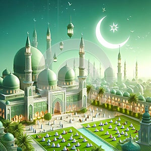 mosque with moon background image