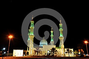 Mosque in night in United Arab Emirates photo