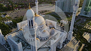 Mosque Pride of Muslims named after the Prophet Muhammad in Shali. Drone view