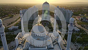 Mosque Pride of Muslims named after the Prophet Muhammad in Shali. Drone view