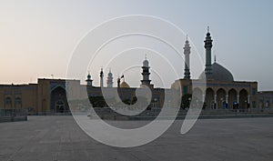 Mosque in Qom. Sunrise in Iran