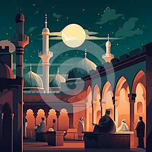 mosque , Ramadan Eid mubarak moon