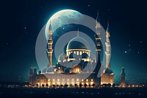 mosque , Ramadan Eid mubarak moon