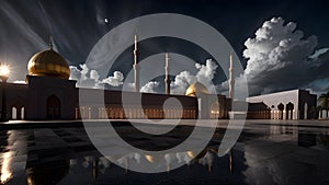 Mosque for Ramadan Kareem Eid Greetings for Muslim Festival Islamic Culture Ramzaan Generative AI photo