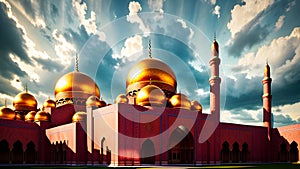 Mosque for Ramadan Kareem Eid Greetings for Muslim Festival Islamic Culture Ramzaan Generative AI photo