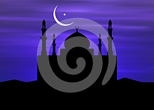 Mosque & Ramadan Moon