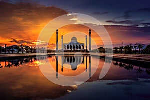 Mosque reflection in water