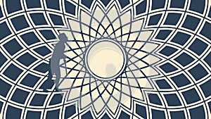 Mosque Silhouette in Circular Geometric Pattern, vector design Generative AI