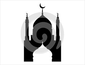 Mosque silhouette on white background photo