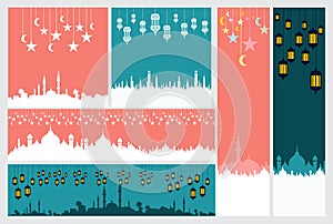 Mosque Silhouette Vector Digital Set banner, Craft Isolated and Paper Art Style. Suitable for Islamic events, Background, Islamic