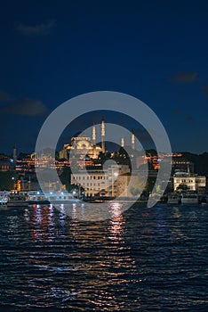 The mosque of Suleyman the Magnificent in the moonlight, Istanbul, Turkey