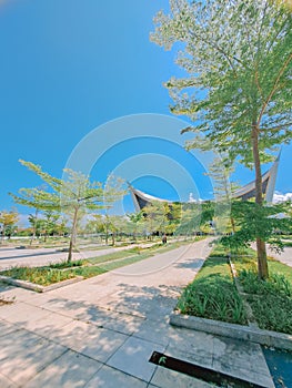 Mosque Sumatera Barat daylight and garden